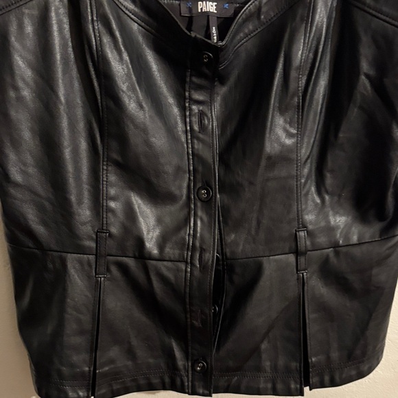 Paige Black Faux Leather Corset Top - Picture 3 of 8